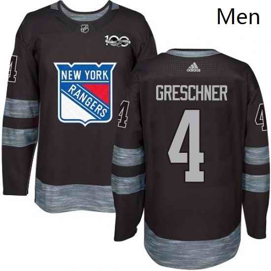 Mens Adidas New York Rangers 4 Ron Greschner Premier Black 1917 2017 100th Anniversary NHL Jersey